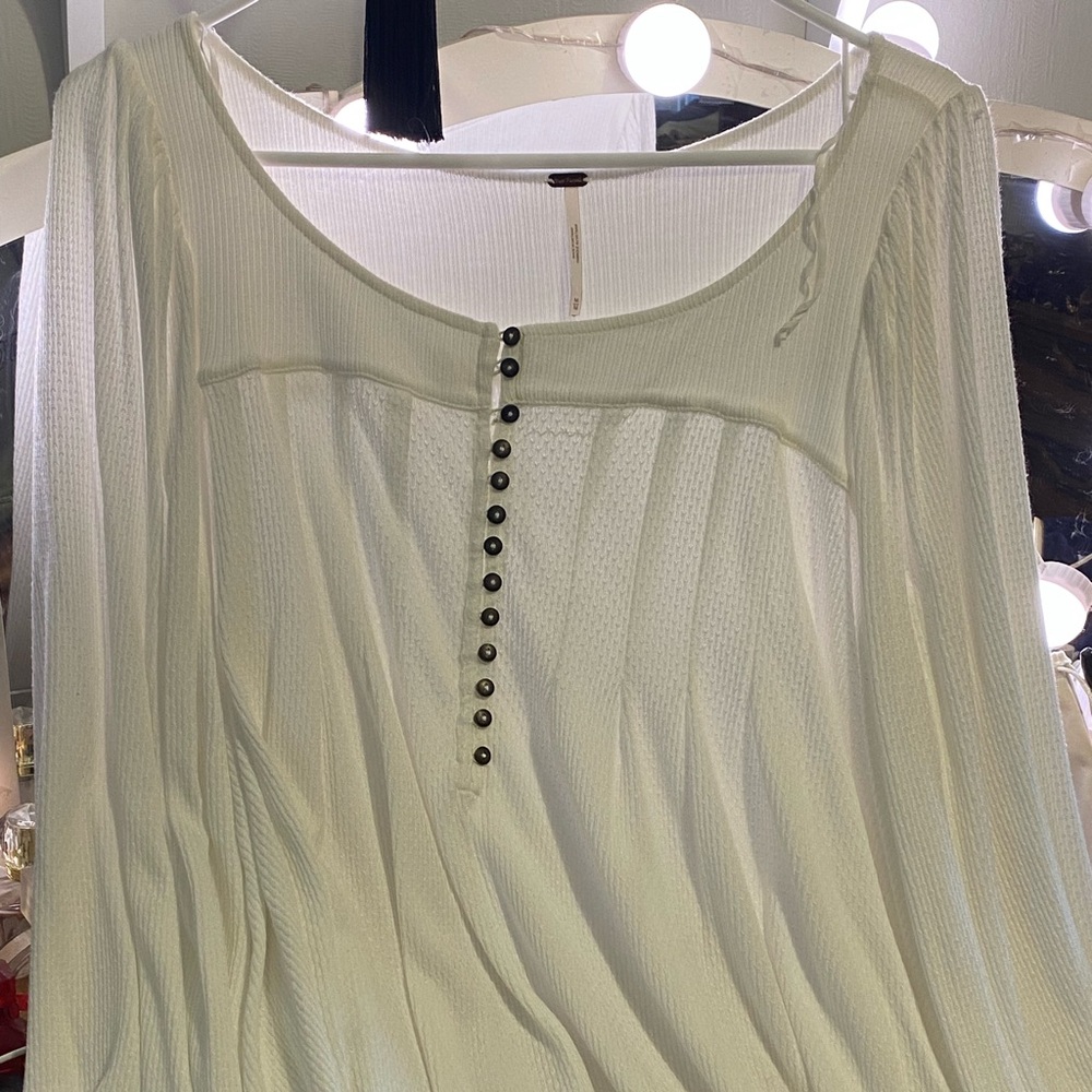 Free People Cream Button-Front Blouse